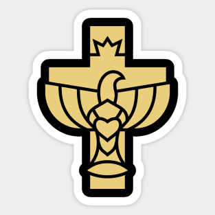 The cross of Jesus and the dove - a symbol of the Holy Spirit Sticker